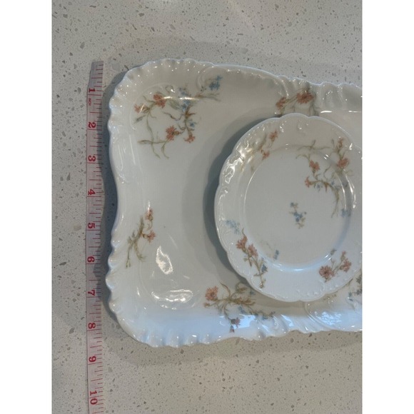 LIMOGES‎ France St. Lazare Haviland FLORAL THISTLE Serving Platter/Dessert Plat - Picture 7 of 11